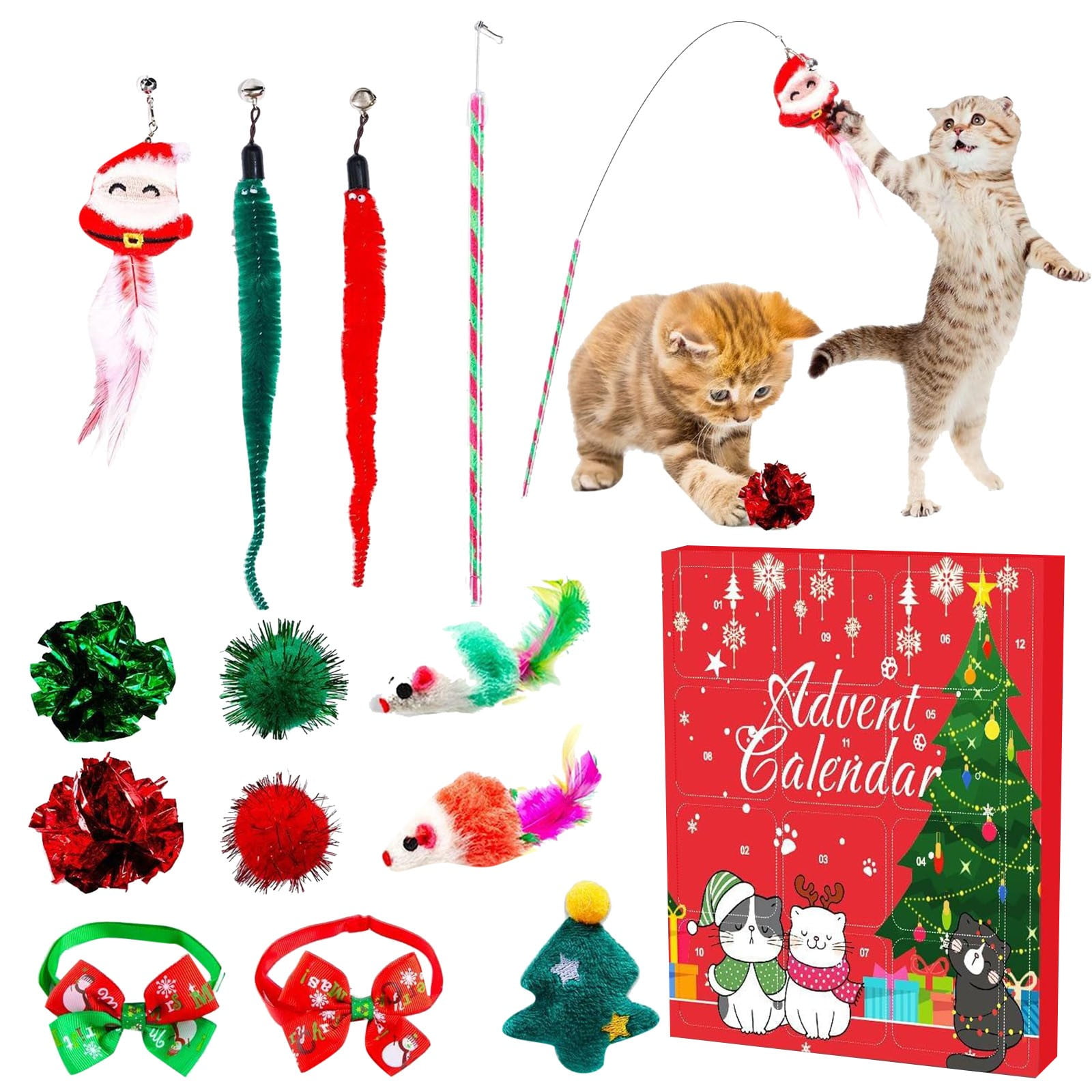 Mozhitti Cat Advent Calendar 12 Day Christmas Countdown Calendar For Cat With Assorted Cat Toys Interactive Wand Christmas Tree Toys Xmas Gifts For