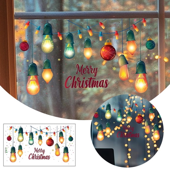 Mozhitti Christmas Colorful Festive Lights Hanging Decorations Window Stickers Glass Windows Decorative Wall Stickers