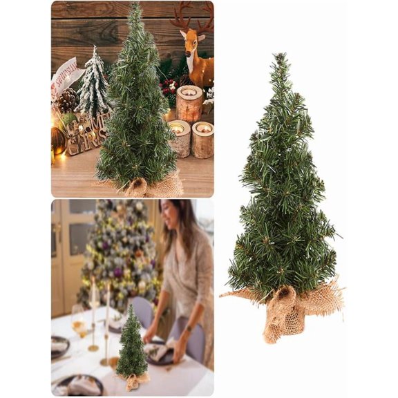 Mozhitti Christmas Tree Green Tree 30cm Mini Christmas Tree Linen Bottom Tree Christmas Festival Shopping Window Tabletop Decoration