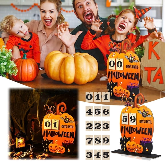 Mozhitti Countdown Halloween Calendar Halloween House Pumpkin Shaped Countdown Calendar Cutting Decoration DIY Number Halloween Countdown Calendar