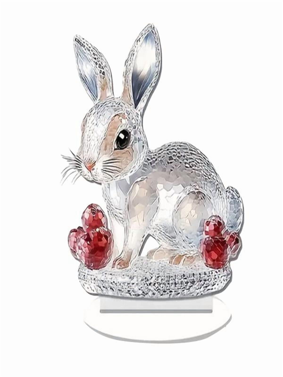 Easter Crystal Rabbit Mozhitti Easter Crystal Glass Gem Rabbit Acrylic 2D Flat Desk ...