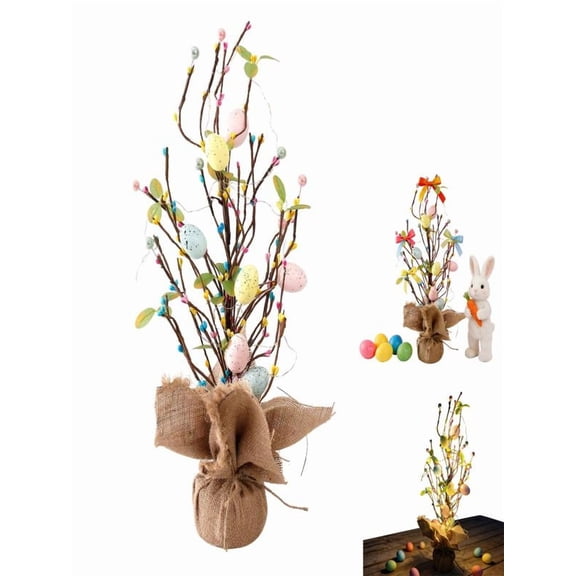 Mozhitti Easter Egg Tree With Light Box For Potted Realistic Eggs An Interesting And Holiday Decoration Item