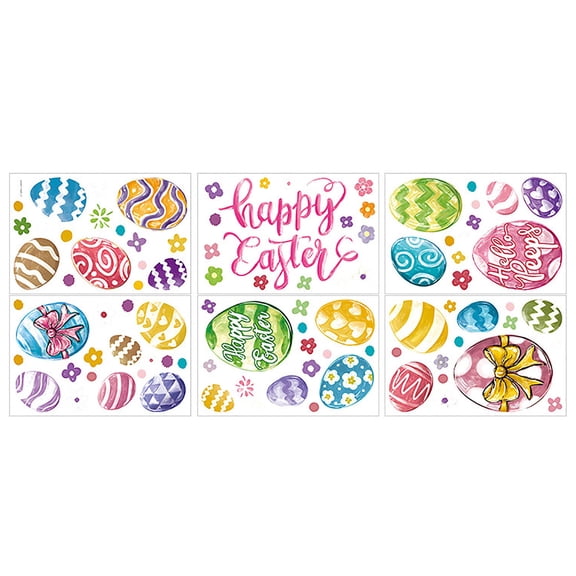 Mozhitti Easter PVC Egg Wall Stickers 96 Pcs Decorative Window Decals Reusable And To Apply Perfect For Holiday Home Decor