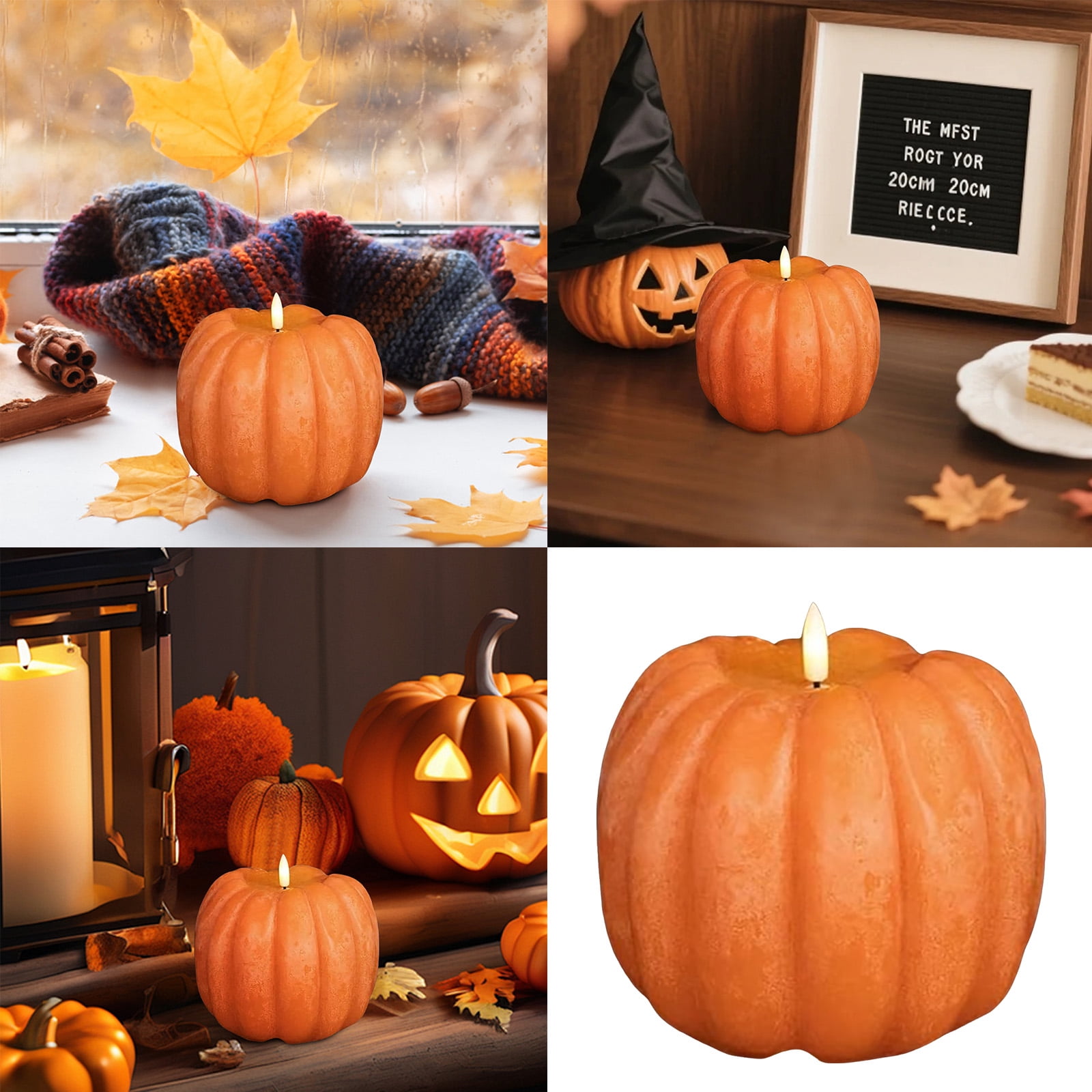 Mozhitti Flickering Pumpkin Candle Halloween Flameless LED Candle With ...