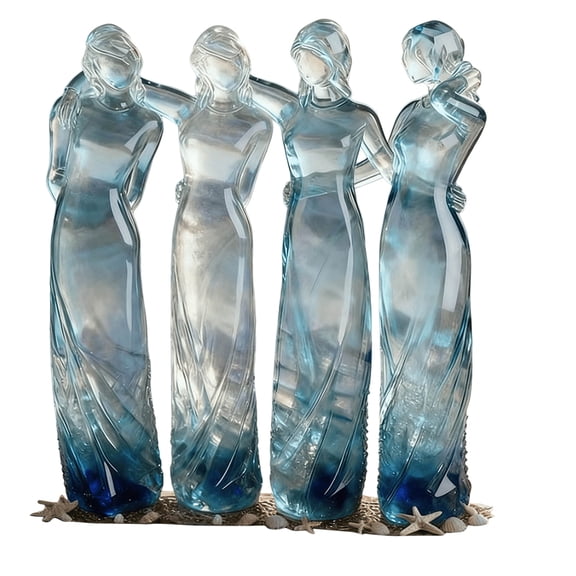 Mozhitti Four Sisters Hugging Transparent Statue Set Sister Women Statue Gift