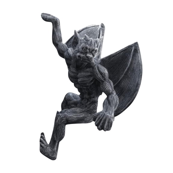 Olilia Gargoyle Fence Topper Hanger | Outdoor Wall Decor- Detailed Hanging Garden Statue | 11.4cm Resin Gothic Climbing Gargoyle for Patio, Porch, Fence