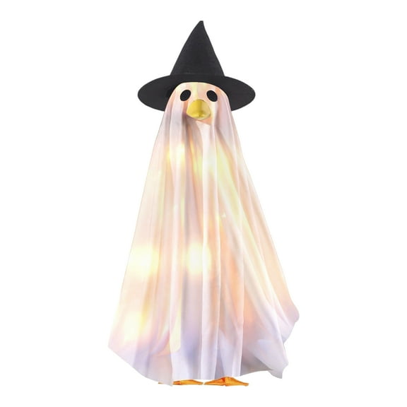 Mozhitti Halloween Lighted Porch Goose Outfits For 23 Inch Statue With String Lights For /Cement Statue Sculpture Clothes For Yard Party Decoration