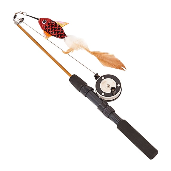 Mozhitti Interactive Cat Toy Retractable Cat Wand Toy Cat Plush Teaser Wand With Interactive Telescopic Cat Fishing Pole