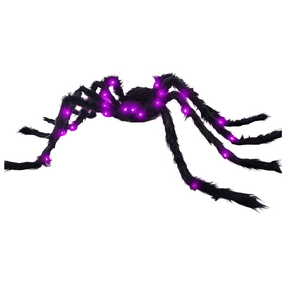 Mozhitti Large Light Up Halloween Decorations Purple Lights LED Eyes Legs Battery Operated Realistic Hairy Scary Halloween Decor Outdoor Indoor Yard