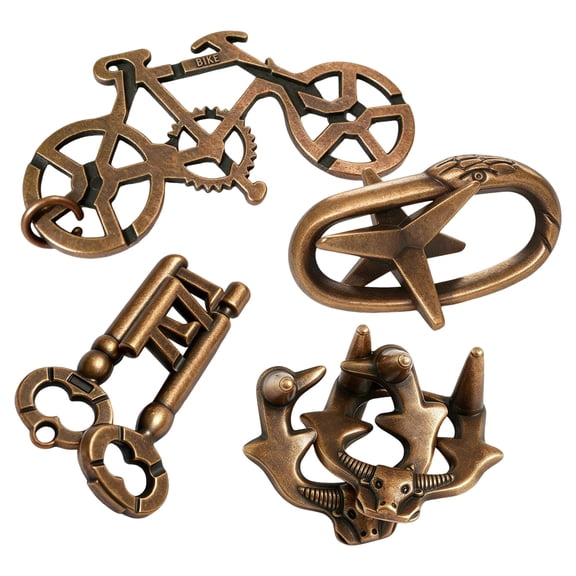 Mozhitti Metal Brain Teaser Puzzles For Adults 4 Pack Challenging 3D Mind Games With Portable Case IQ Toys & Gift For Teens