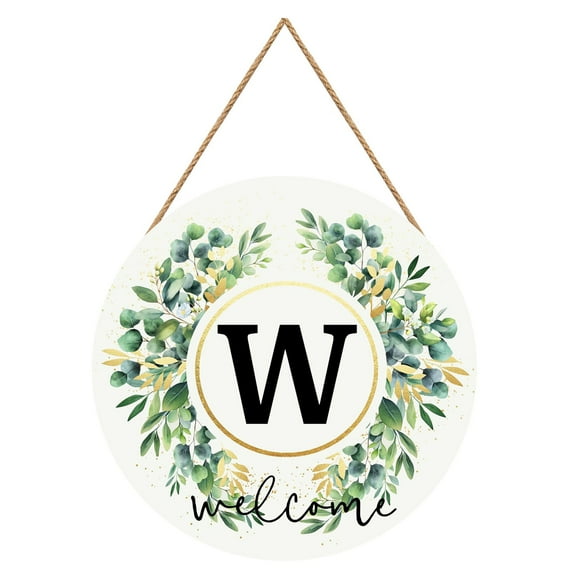 Mozhitti Monogram Letter W Wreaths for Front Door Wreath Wooden Welcome Sign for Front Door Decor Floral Family Last Name Initial House Warming Spring Summer Porch Home Kitchen Boho Decorations
