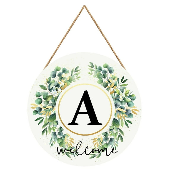 Mozhitti Monogram Letter A Wreaths for Front Door Wreath Wooden Welcome Sign for Front Door Decor Floral Family Last Name Initial House Warming Spring Summer Porch Home Kitchen Boho Decorations