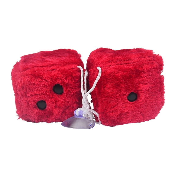 Mozhitti Pair Of Retro Square Hanging Plush Plush Dice With Polka Dots Car Interior Ornament 2pcs Red