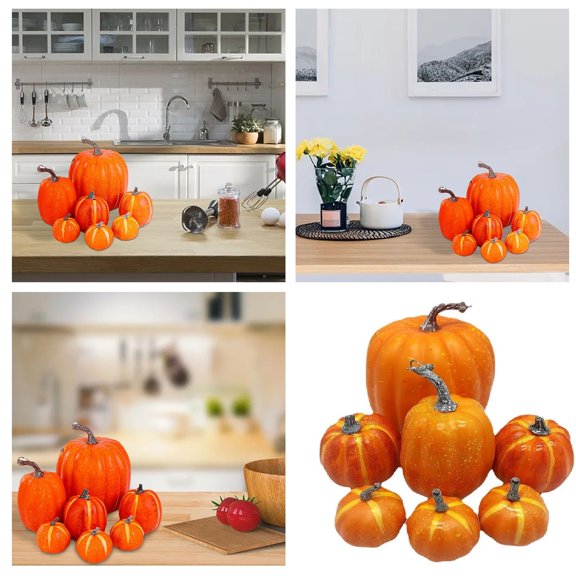 Mozhitti Pattern 7 Pieces Faux Pumpkins White Halloween Fall Decoration GardenB