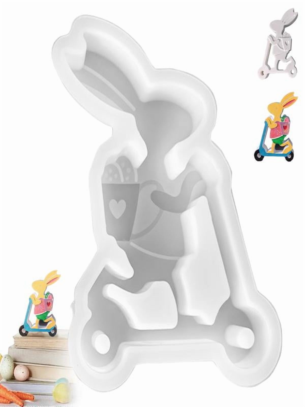 Mozhitti Rabbit Scooter Plaster Silicone 3D Cartoon DIY Plaster Casting ...