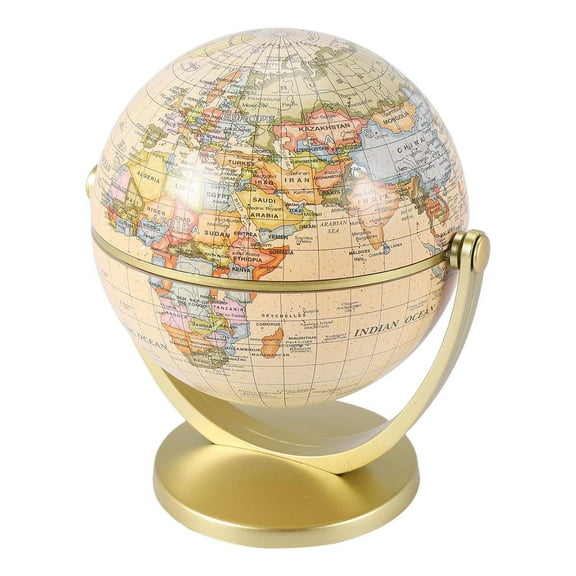 Mozhitti Retro Rotating World Globe Earth Antique Home Desktop Decor Geography Educational Learning Map School Supplies