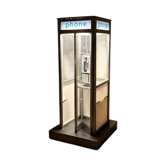 Mozhitti Retro Vintage Tall Phonebooth Lamp Classic Telephone Booth Table Lamp With Warm LED Light Phone Box Decorative Night Light For Bedroom Unique Retro Home Decor Gift