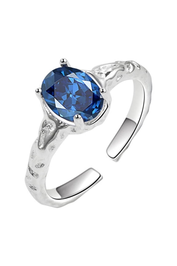 Round Shape Gemstone Birthstone White copper Solitaire Promise or Engagement Cubic Zirconia Ring Jewelry for Women or Teens