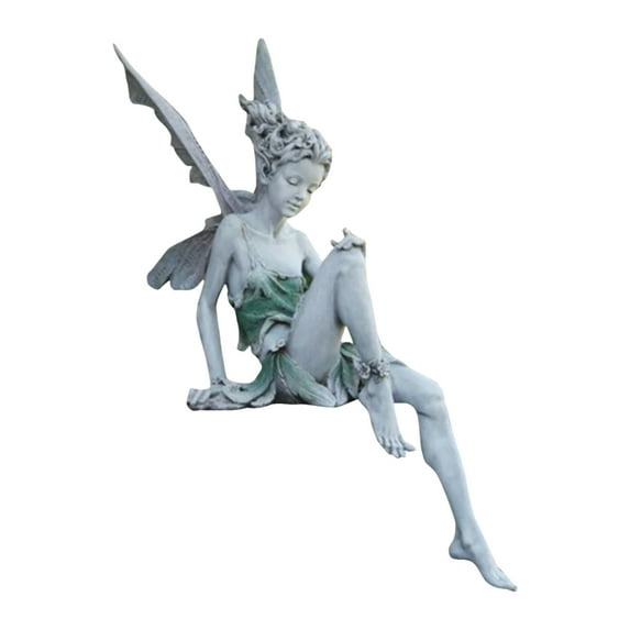 Mozhitti Sitting Fairy Statue Garden Ornament Resin Craft Landscaping Yard Decoration Home Garden Decoration Outdoor Large Size Fairy
