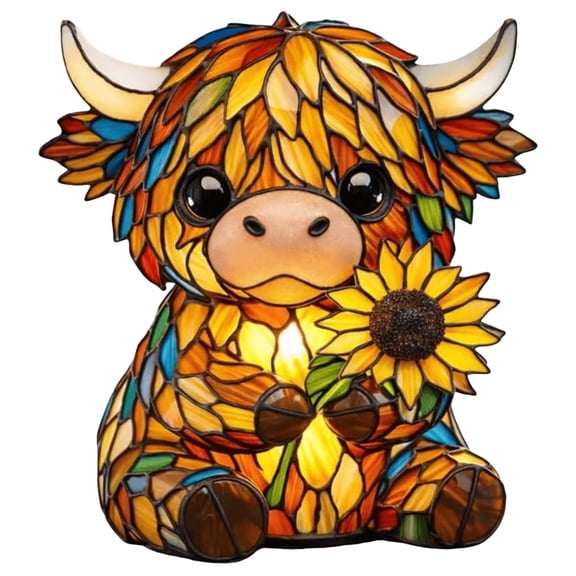 Mozhitti Sunflower Lamp Stained Glass Night Lamp 3D Night Light For Home Bedroom Living Room Desk Decor