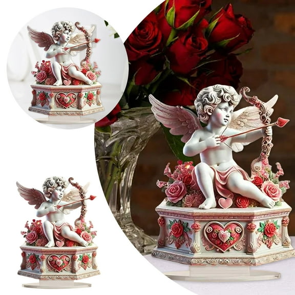 Mozhitti Valentine's Day Art Deco Acrylic Statue Rose Functional Tabletop Decoration