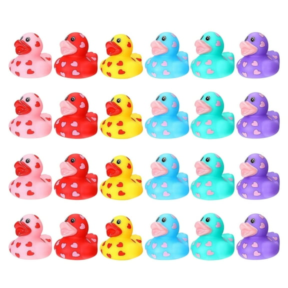 Mozhitti Valentine's Day Rubber Ducks Valentine Heart Ducks Assorted Rubber Duck In Bulk For Ducking Bath Toys Valentines Day Christmas Party Supplies Decoration 24pcs