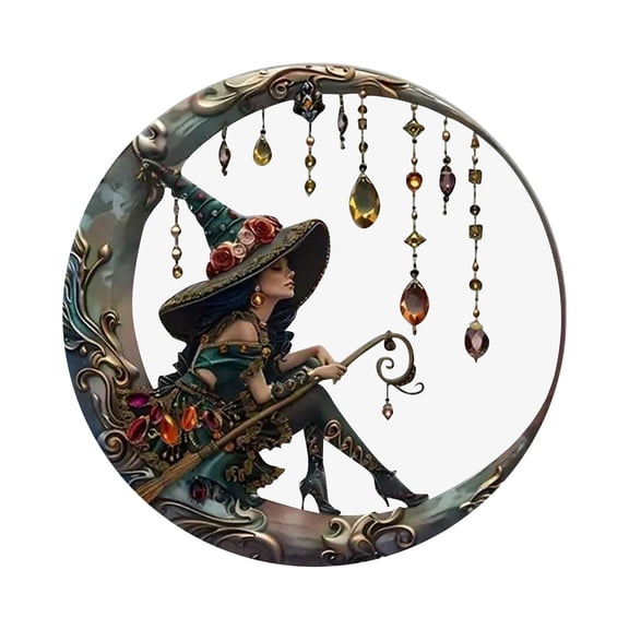 Mozhitti Witch Acrylic Stained Glass Window Hanging Decor Stained Panel Hangings Wall Decor For Friends And Family