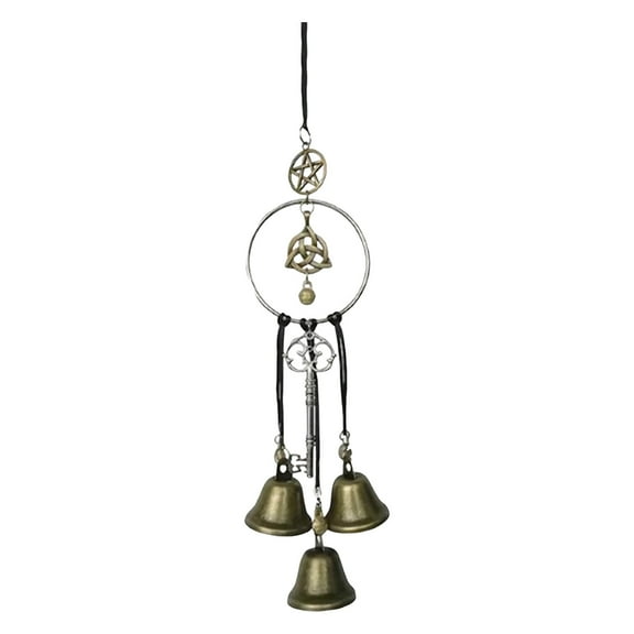 Mozhitti Witch Bell For Home 2026 Door Handle Witch Bell Brass Wind Bell With 3 Bells Bohemian Door Hanging Witch Bell Knot Pendant Wind Bell
