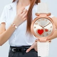 thumbnail image 1 of Mozhitti Women's Watches, Classic Quartz Watch with Love Heart Easy Read Dial, Leather Watch Band, Vintage Small Face Round Watches for Women, Birthday Gift for Ladies - White, 1 of 1