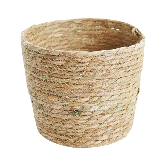 Mozhitti Woven Seagrass Basket, Straw Flower Pot with Liner, Decorative Indoor/Outdoor Planter for Plants, Storage Basket for Toys, Makeup, and Small Items, 5.91 X 5.12 X 3.94 Inches