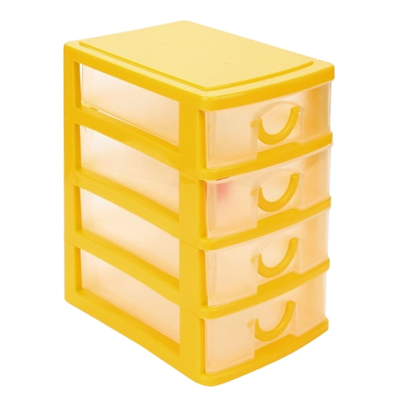Mozhitti Yellow Four Layer Durable Mini Desktop Drawer Storage Box Small Items Mini Desktop Drawer Storage Box Adult Storage Box Layer Storage Box