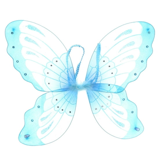 Mozzly Blue Fairy Costume Wings - Cute Glitter Fairy Wings For Kids, Butterfly Costume Accessories for Dress Up, Cosplay, or as Halloween Butterfly Wings for Girls - 21 Inches