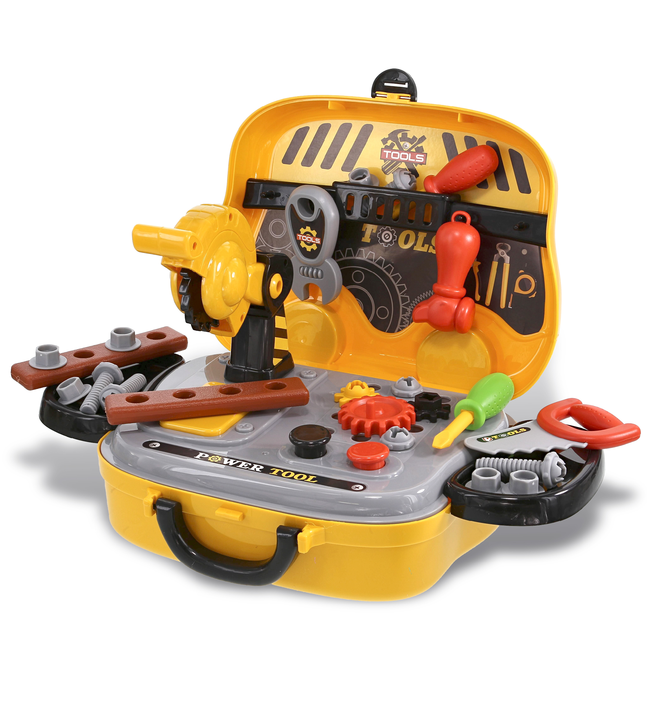 Mozlly Kids Power Tools Rolling Construction Car Case Playset Kids