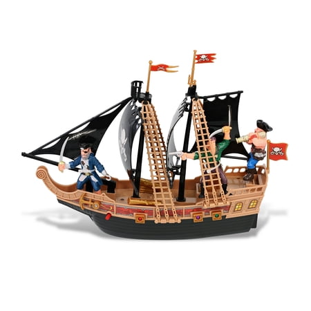 Mozlly Pirate Ship Toy Playset with Lights and Sound, 11.5 inches, Child