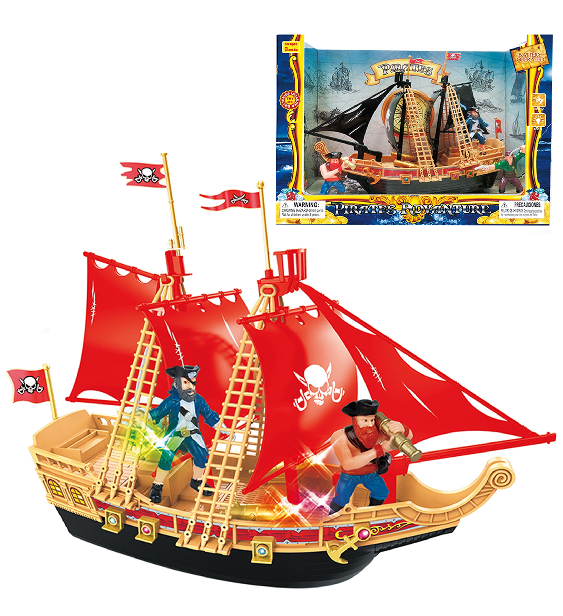 Mozlly Pirate Ship Toy Playset with Lights and Sound 11.5 inches Child