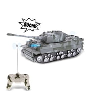 Mozlly RC Army Tank Toy with Lights and Battle Sounds - Cool Military Tank Remote Control Toy with Rotating Turret, Realistic RC Army Model Tank, Cute Military RC Toy Army Tank Vehicle for Kids