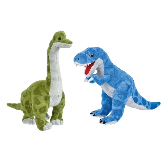 Mozlly Value Pack - Blue T-Rex Dinosaur Stuffed Animal AND Green Brachiosaurus - Item #K102088-102094
