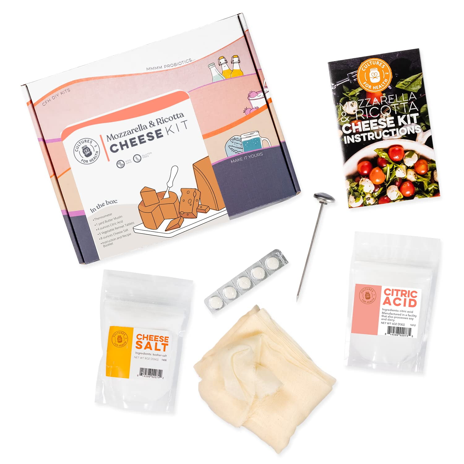 Mozzarella & Ricotta Cheese Making Kit 5 Piece DIY Kit Includes