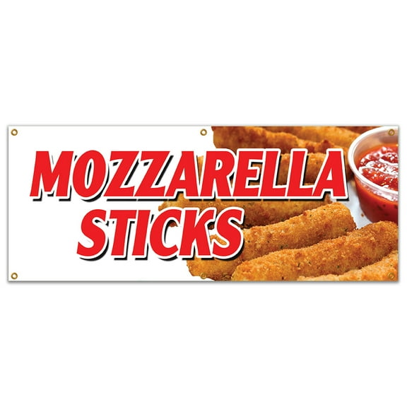 Mozzarella Sticks Banner 24" X 72" Heavy Duty 13 Oz Vinyl Banners with Grommets Single Sided