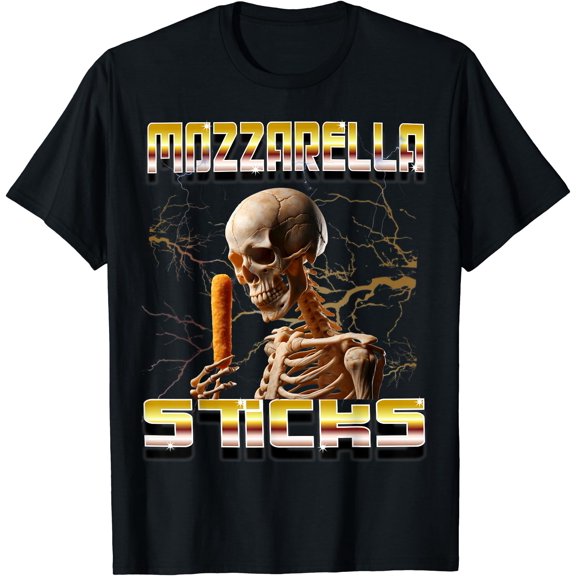 Mozzarella Sticks Bootleg Rap Cds Style Funny Meme Skeleton T-Shirt , Vintage T-Shirt