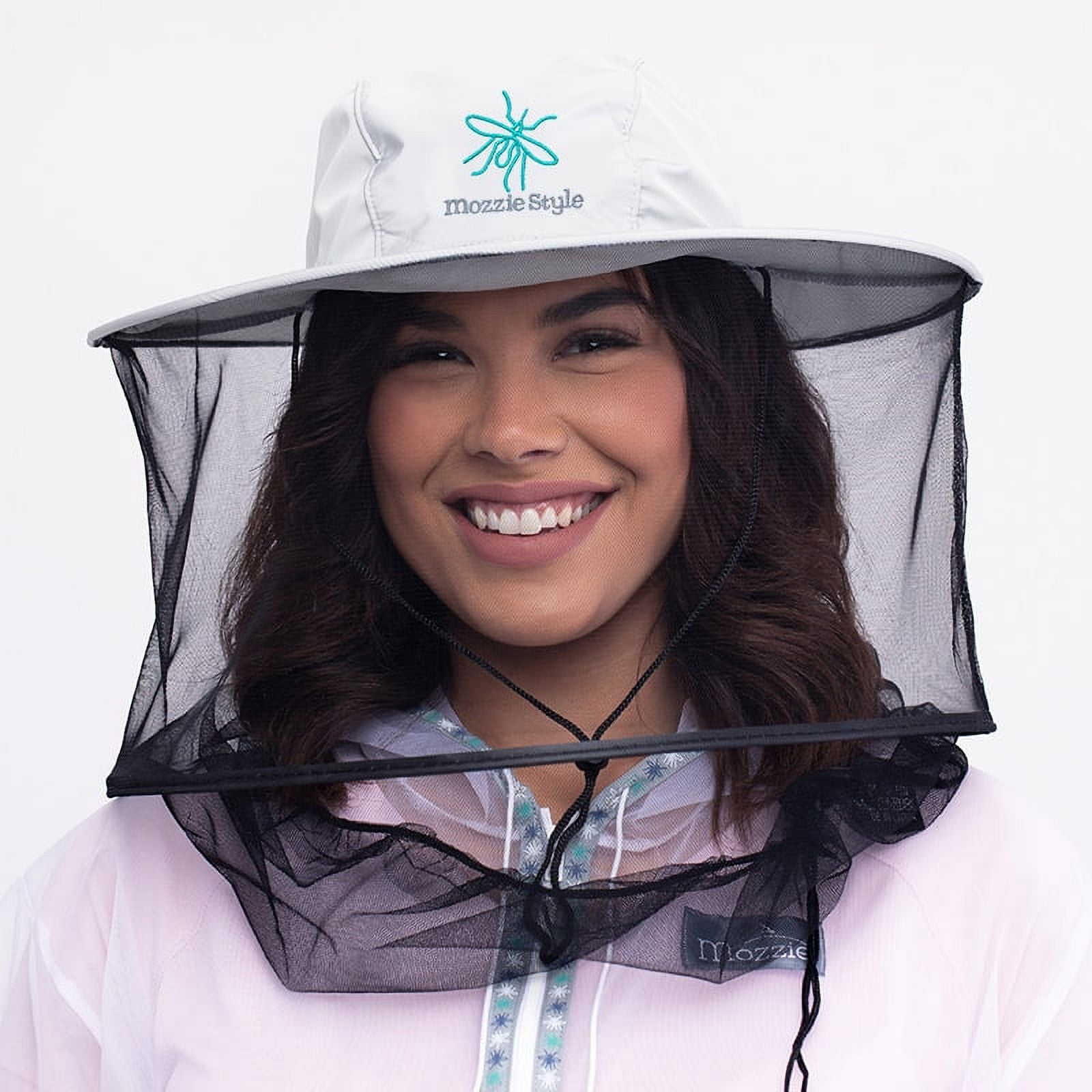 Mozzie Style Mosquito Net Hat. Breathable, Light Gray, Folding Hat. One