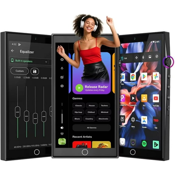 Mp3 Player with uetooth and WiFi,Mp4 Player with Spotify,4.7" Touch Screen Android13 Mp3 Player with Front and Rear Cameras