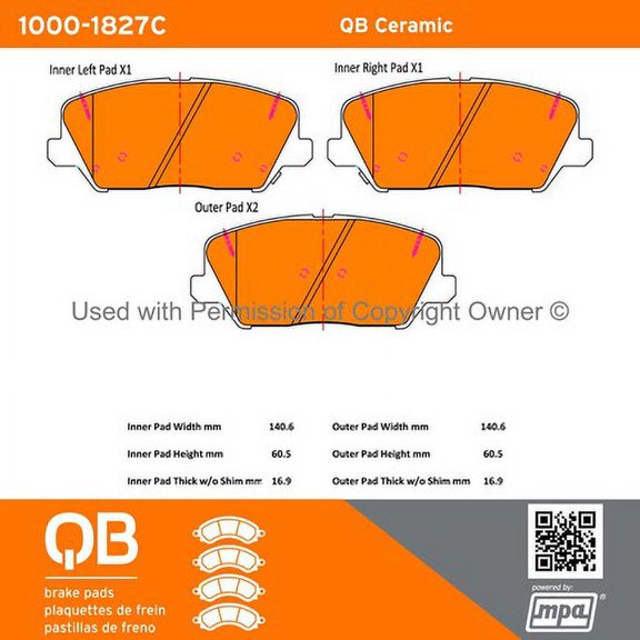 Mpa Electrical 1000-1827C Qb Ceramic Brake Pads