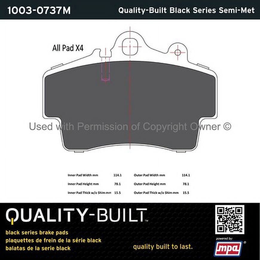 Mpa Electrical 1003-0737M Quality Built Disc Brake Pad Set   Black Series,