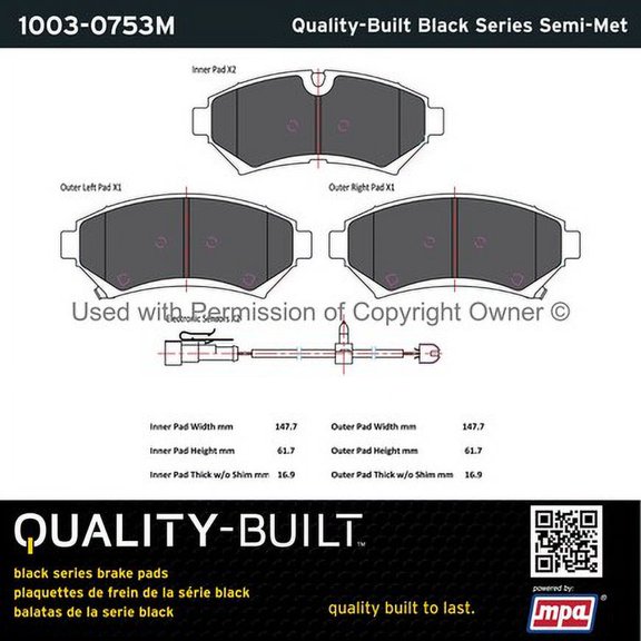 Mpa Electrical 1003-0753M Quality Built Black Series Semi Metallic Brake