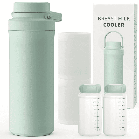 MPow 22oz Portable Breast Milk Storage Bottle 24-hour 360 all-around cooling, includes 2 baby bottles + storage bag, BPA-free