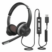 Mpow 328 USB/3.5mm Computer Headset with Microphone, Comfort-fit 4.8oz On-Ear Office Headsets with Noise Reduction Sound Card, in-line Volume Control with Mute for Skype, Webinar, PC, Cell Phone