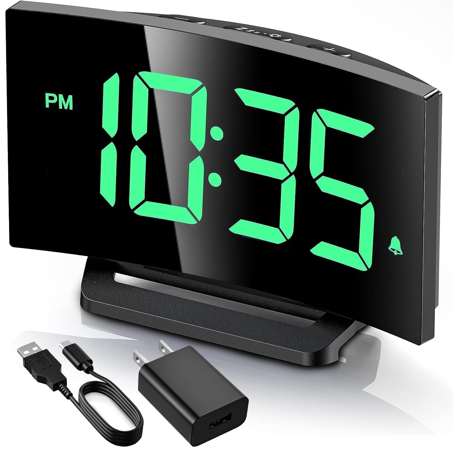 Mpow Alarm Clock for Bedrooms Kids, Large Numbers, Easy to Read & Set Digital Clock Curved Design, 6 Levels Brightness, 3 Alarm Tones & 2 Volume, 9min Snooze, Battery Backup, 12/24H