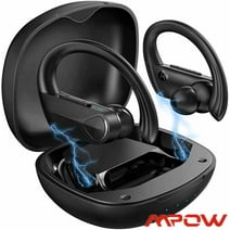 Mpow Bluetooth 5.0 Wireless Earphones, Earhook TWS HiFi Stereo Bass Headphones for Sports Running Headset, Black