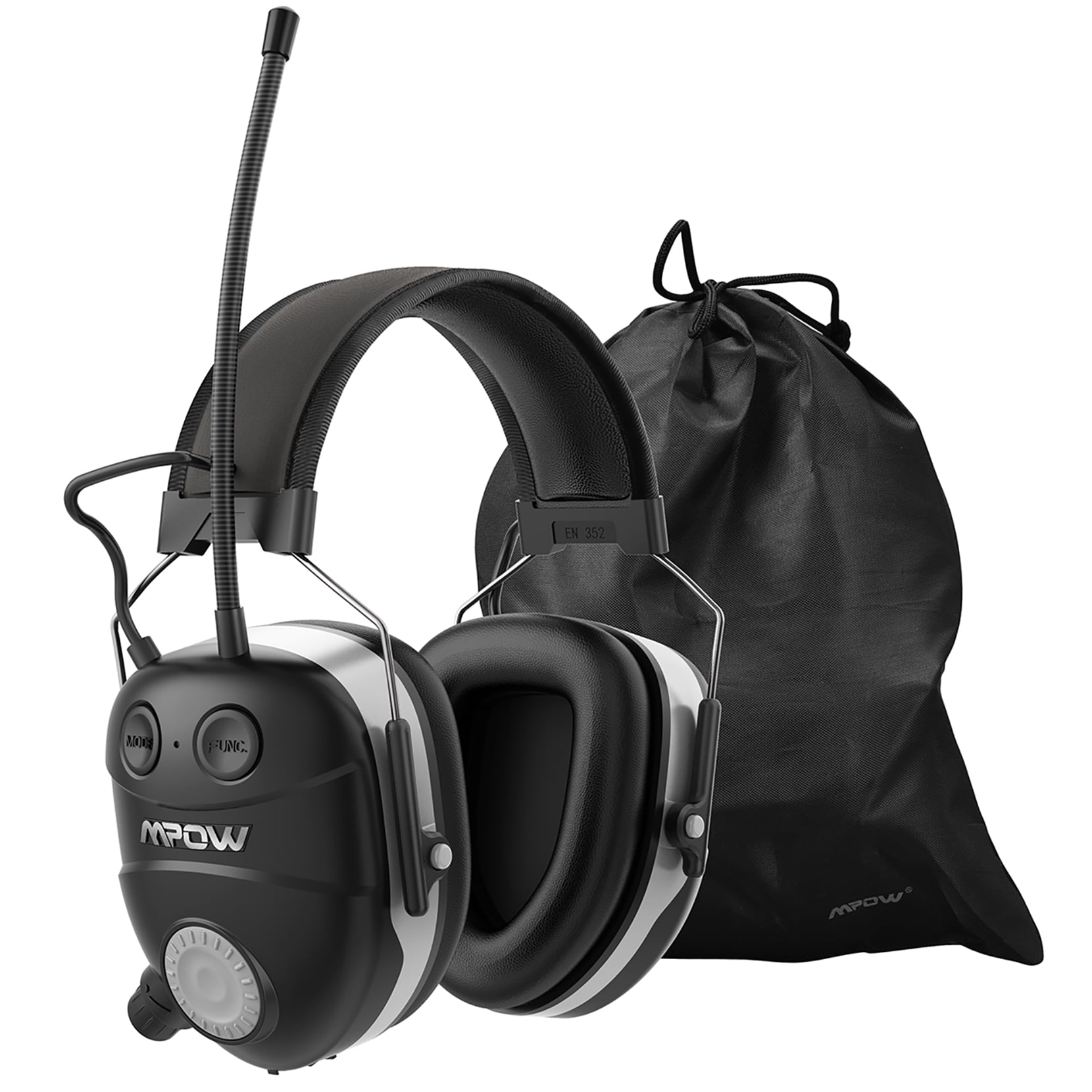 Mpow Bluetooth Noise Reduction Safety Earmuffs, Wireless FM Radio Electronic Ear Hearing Protection, 32dB SNR Hearing Protector/Headset/Defender, Music Headphones for Gun Fire Range, Black